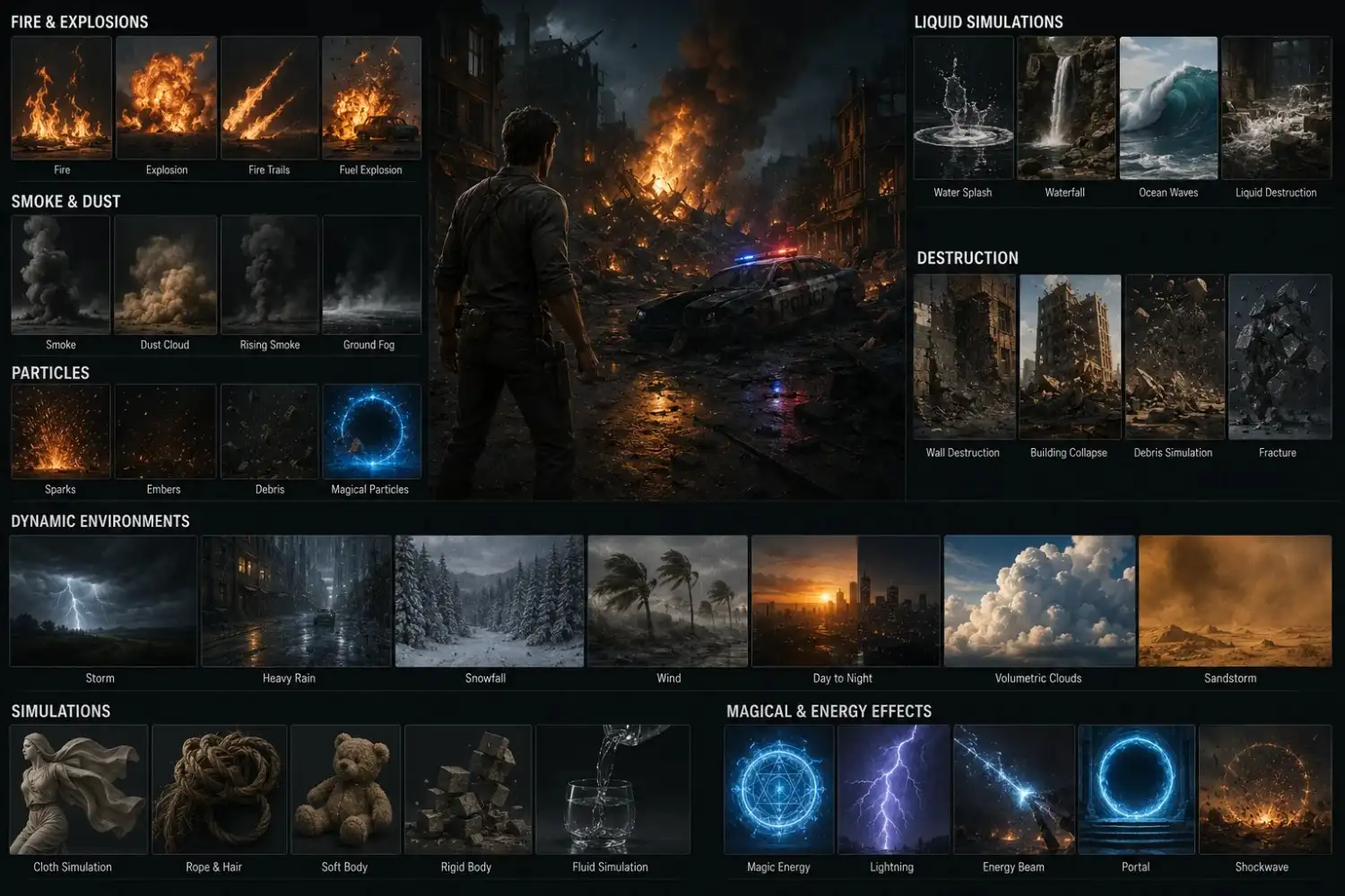Design smoke, fire, particles, simulations, and dynamic effects
